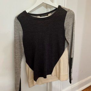 Ann Taylor Merino Wool and Faux Leather Sweater